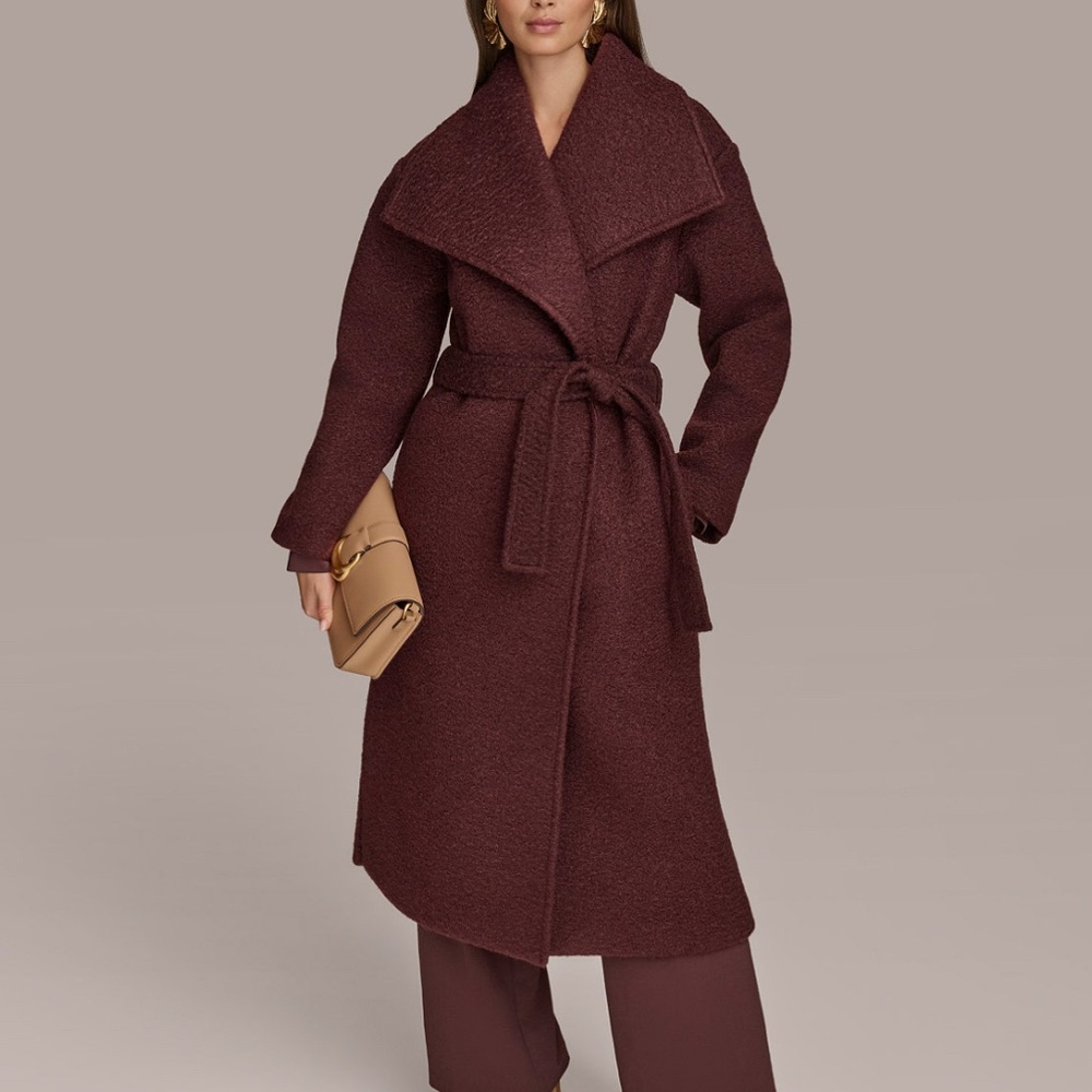 Elegant Burgundy Wrap Coat